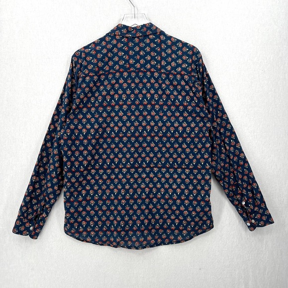 PAX PHILOMENA Shirt Men Button up Large Blue Block Print Maximillian Long Sleeve - Picture 4 of 12